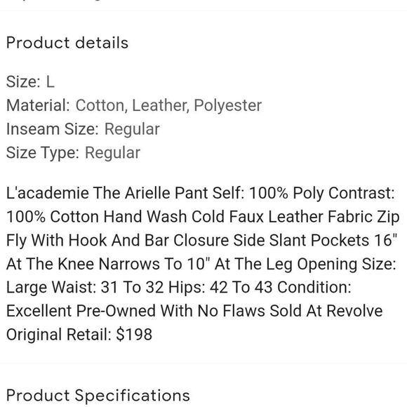 L'Academie Faux Leather The Arielle Pant - Picture 2 of 16